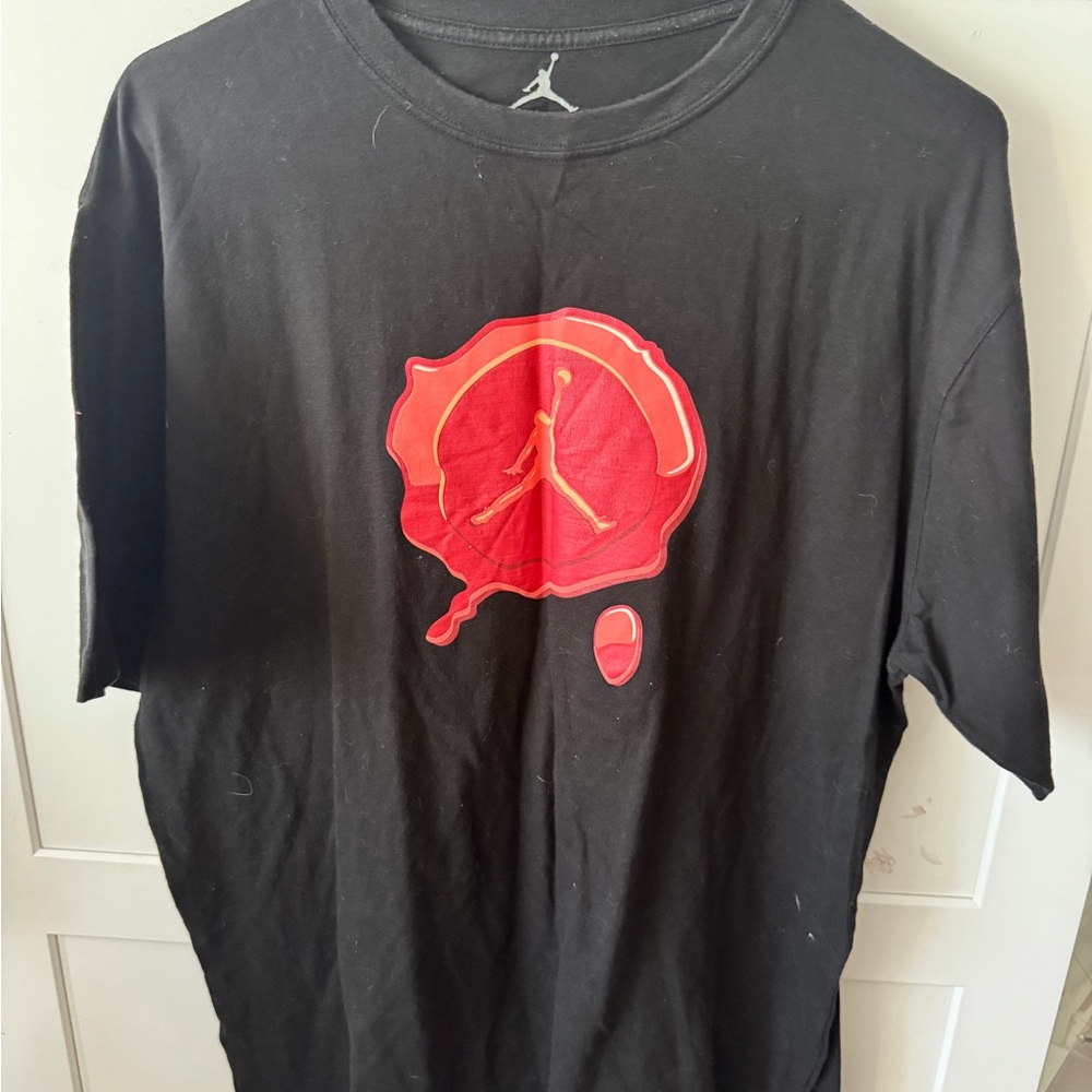 Jordan Black Short Sleeve Tee with Red Jumpman Drip Logo
